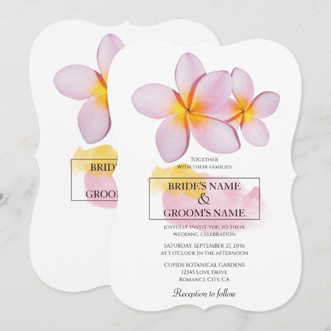 Plumeria tropicale Frangipani Invitations de maria (Devant / Derrière)