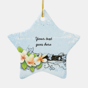 Plumeria vintage et ornement de grunge bleu lierre