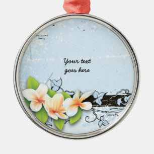 Plumeria vintage et ornement de grunge bleu lierre