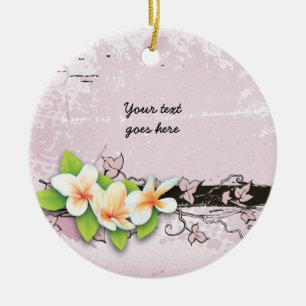 Plumeria vintage et ornement de grunge rose lierre