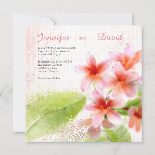 Plumeria Watercolor Invitation au mariage personna (Devant)