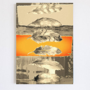Plumes Abstrait Moderne Brown Orange Poster Imprim