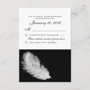 Plumes blanches noir RSVP personnalisé