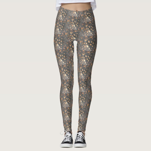 Plumes Brown de poulet noir Motif Legging (Devant)