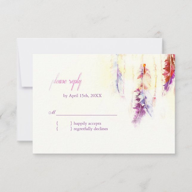 Plumes célestes Boho Wedding RSVP (Devant)