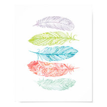 Plumes d'aquarelle multicolore Poster imprimé Trib