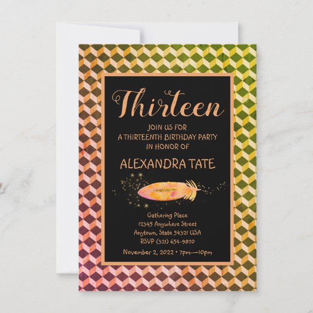 Plumes de Bohême magique Invitation d'anniversaire (Devant)