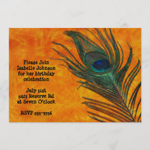 Plumes de paon avec invitation à l'anniversaire d'