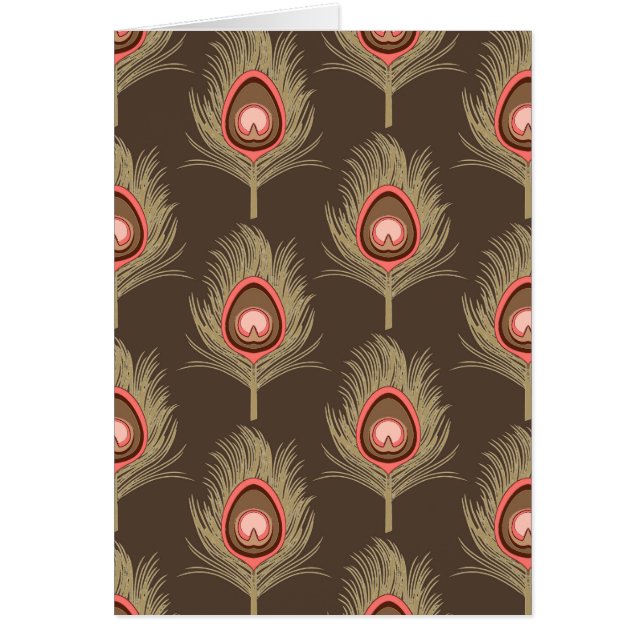 Plumes de paon, beige sur Brown de chocolat foncé (Devant)