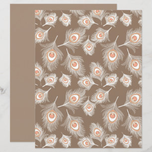 Plumes de paon blanches et de poches sur Taupe Tan