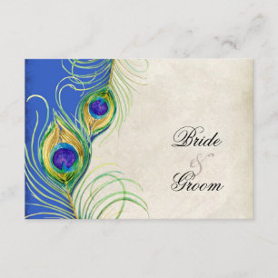 Plumes de paon bleu Damas carte de réponse RSVP