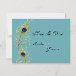 Plumes de paon Enregistrer la date Invitation Cart