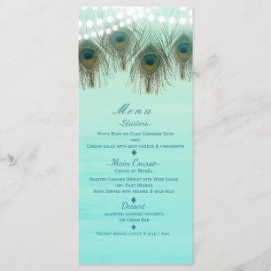 Plumes de paon et guirlandes lumineuses Menu de fê