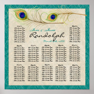 Plumes de paon Tableau de la table de la réception