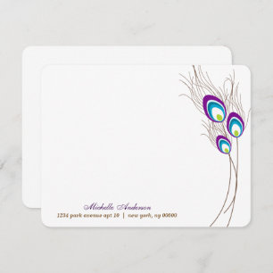Plumes de paon violet Cartes à notes plates