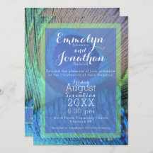 Plumes de Peacock Vibrant Invitation moderne