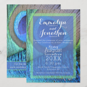 Plumes de Peacock Vibrant Invitation moderne