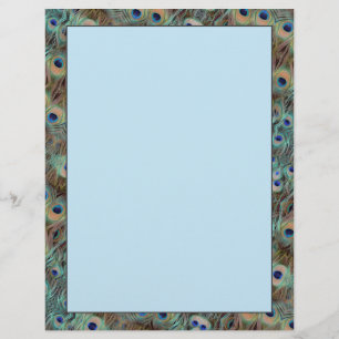 Plumes de queue de paon Design 8,5 x 11 Stationnai