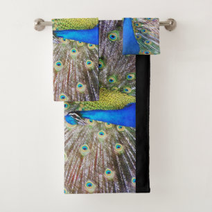 Plumes d'oiseaux de paon Ensemble de serviettes de