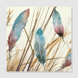 Plumes en aquarelle sur l'herbe séchée arrière - p