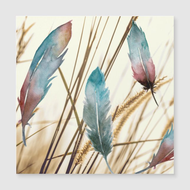Plumes en aquarelle sur l'herbe séchée arrière - p (Devant)