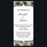 Plumes Peacock avec un programme à double cadre<br><div class="desc">Ce magnifique design, appelé Peacock Feathers with a Double Frame, serait une façon spectaculaire de donner le ton à votre mariage ou événement moderne mais élégant. L'arrière - plan est un motif créé à partir de trois belles plumes de paon. Il y a un cadre bordé de deux couleurs :...</div>
