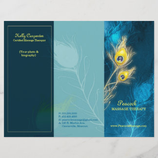 Plumes Peacock Blue Tri Plier Brochures d'affaires