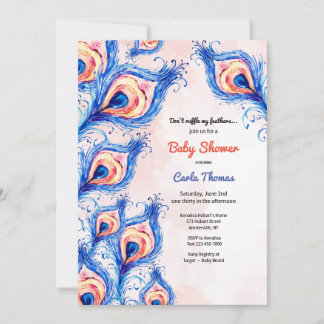 Plumes Peacock Invitation Baby shower