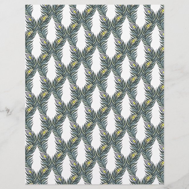 Plumes Peacock noir, vert et blanc rustique (Devant)