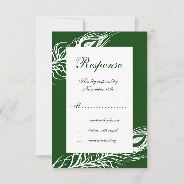 Plumes sur Emerald Green RSVP (Devant)
