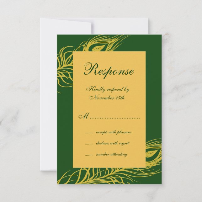 Plumes sur Emerald Green RSVP (Devant)
