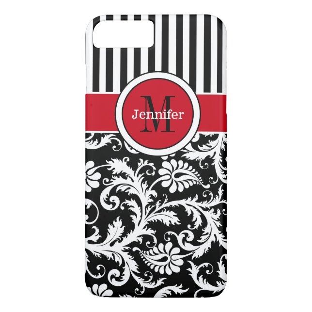 Plus Coque iPhone 7 | Damas | Tracées | Rouge (Dos)