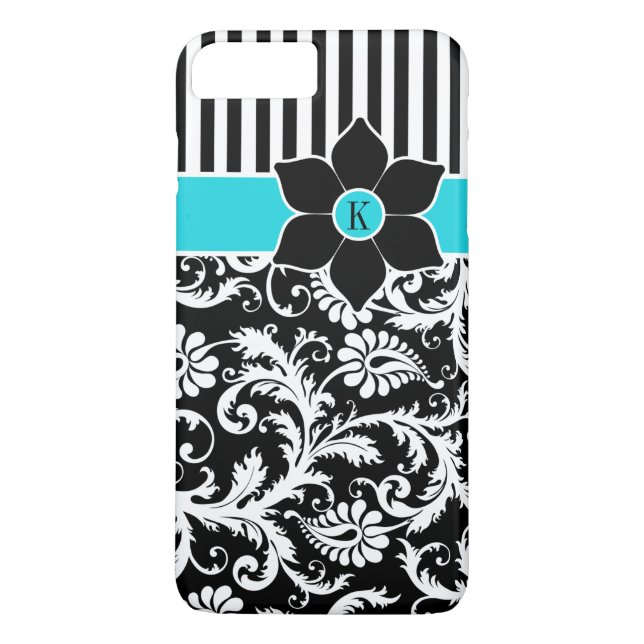 Plus Coque iPhone 7 | Damas | Tracées | Turquoise (Dos)
