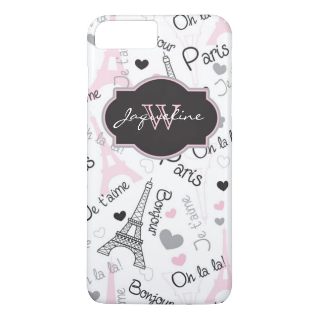 Plus Coque iPhone 7 | Paris | Tour Eiffel | Coeurs (Dos)