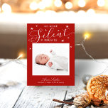 Plus de nuits silencieuses Faire-part de naissance<br><div class="desc">Jolie flocon de neige calligraphie photo carte de Noël faire-part de naissance. Facile à personnaliser avec vos détails. Contactez-moi par conversation si vous avez des questions sur l'oeuvre ou avez besoin d'une personnalisation. VEUILLEZ NOTER : Pour obtenir de l'aide sur les commandes, l'expédition, l'information sur les produits, etc., contactez le...</div>
