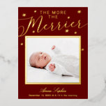 Plus la Faire-part de naissance de Noël est joyeus<br><div class="desc">Jolie calligraphie,  carte postale de Noël pour bébé faire-part de naissance. Facile à personnaliser avec vos détails. VEUILLEZ NOTER : Pour obtenir de l'aide sur les commandes,  l'expédition,  l'information sur les produits,  etc.,  contactez directement le service à la clientèle de Zazzle.</div>