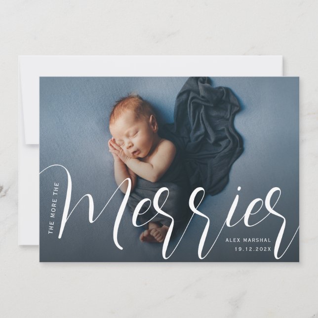 Plus La faire-part de naissance Merrier est grande (Devant)