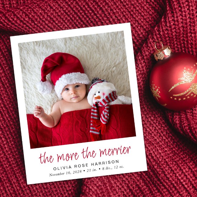 Plus Le Merrier Photo Holiday Faire-part de naissa (A fun and unique way to introduce family and friends to your  baby this holiday season)