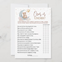 Plus ou moins de jeu sur la carte de Baby shower d