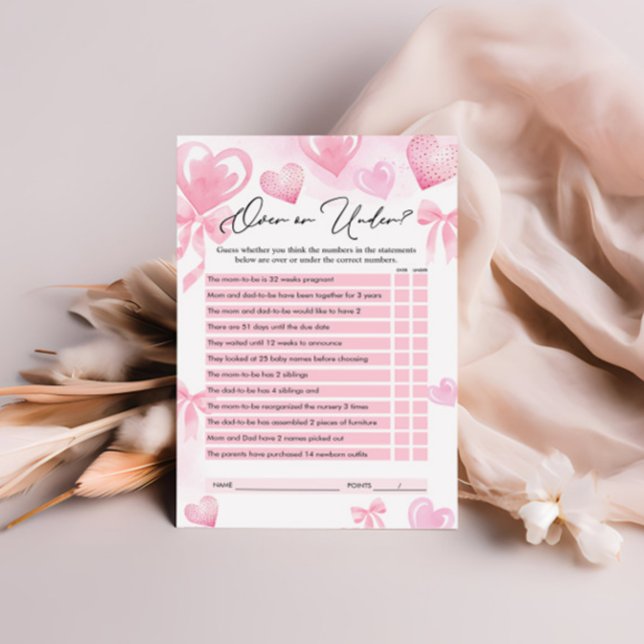 Plus ou moins de jeu, Valentines Baby shower jeu (Créateur téléchargé)