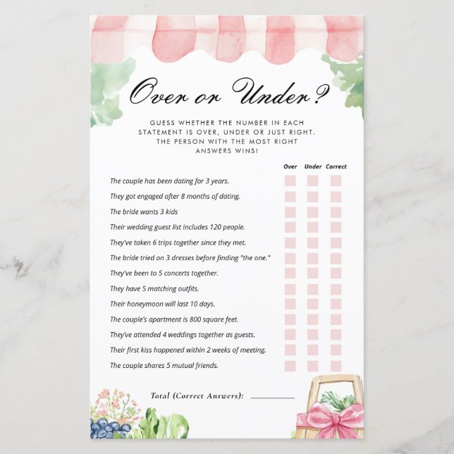 Plus ou moins frais hors du marché jeu nuptiale (Devant)