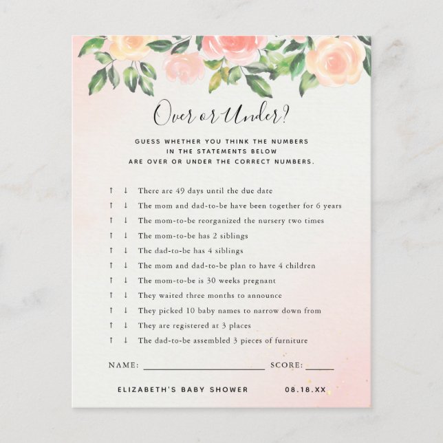 Plus ou moins | Jeu Baby shower (Devant)