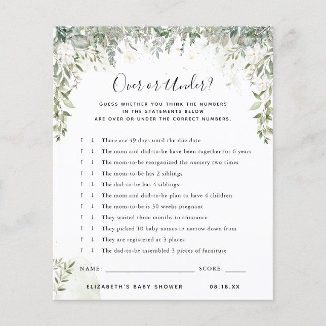 Plus ou moins | Jeu Baby shower (Devant)