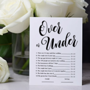 Plus ou Moins Jeu de Baby Shower Mariée Simple