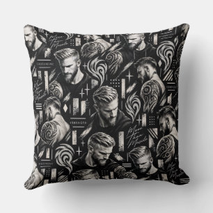 Plus que du muscle – Coussin de jet illustré noir