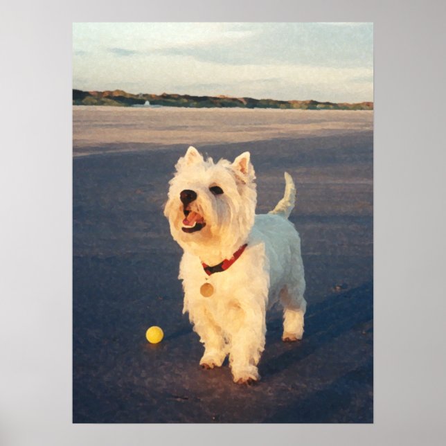 Plus s'il vous plaît !  Affiche de balle Westie (Devant)