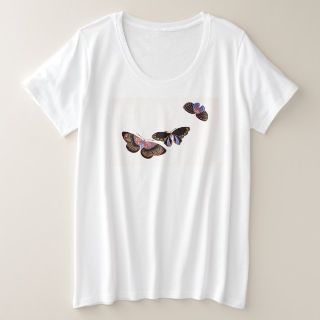 PLUS TAILLE COTON T-shirt BUTTERFLIES NOM PERSONNA (Design devant)