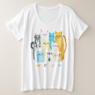 Plus Taille MEOW Chemise de chat - Tee colorée et