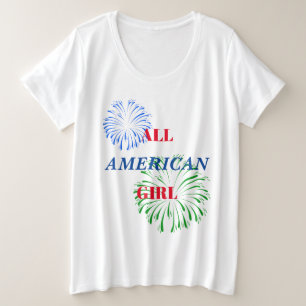 Plus Taille Quatrième Juillet t-shirt avec Firewor