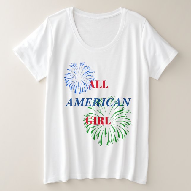 Plus Taille Quatrième Juillet t-shirt avec Firewor (Design devant)